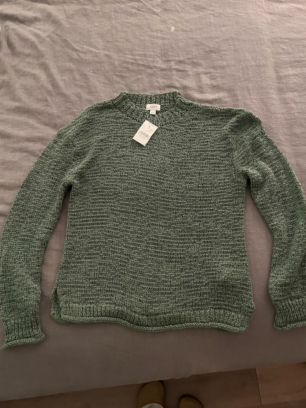 J. Crew Green Marled Crewneck Sweater